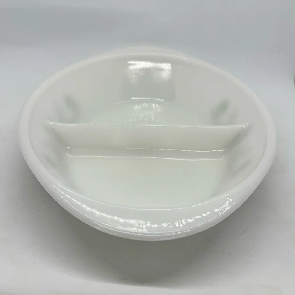 Vintage Glasbake Divided Casserole Dish -Jeanette Green Daisy- J-2352